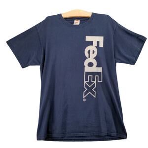 FedEx Federal Express March of Dimes T Shirt Size L Blue Double Sided Graphic
